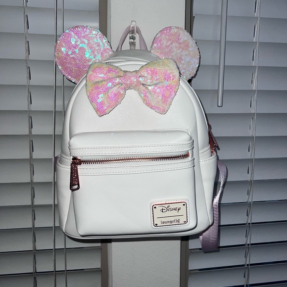 Loungefly Disney Pink Sequin Ears Kids Backpack (Brand New) - Picture 1 of 1